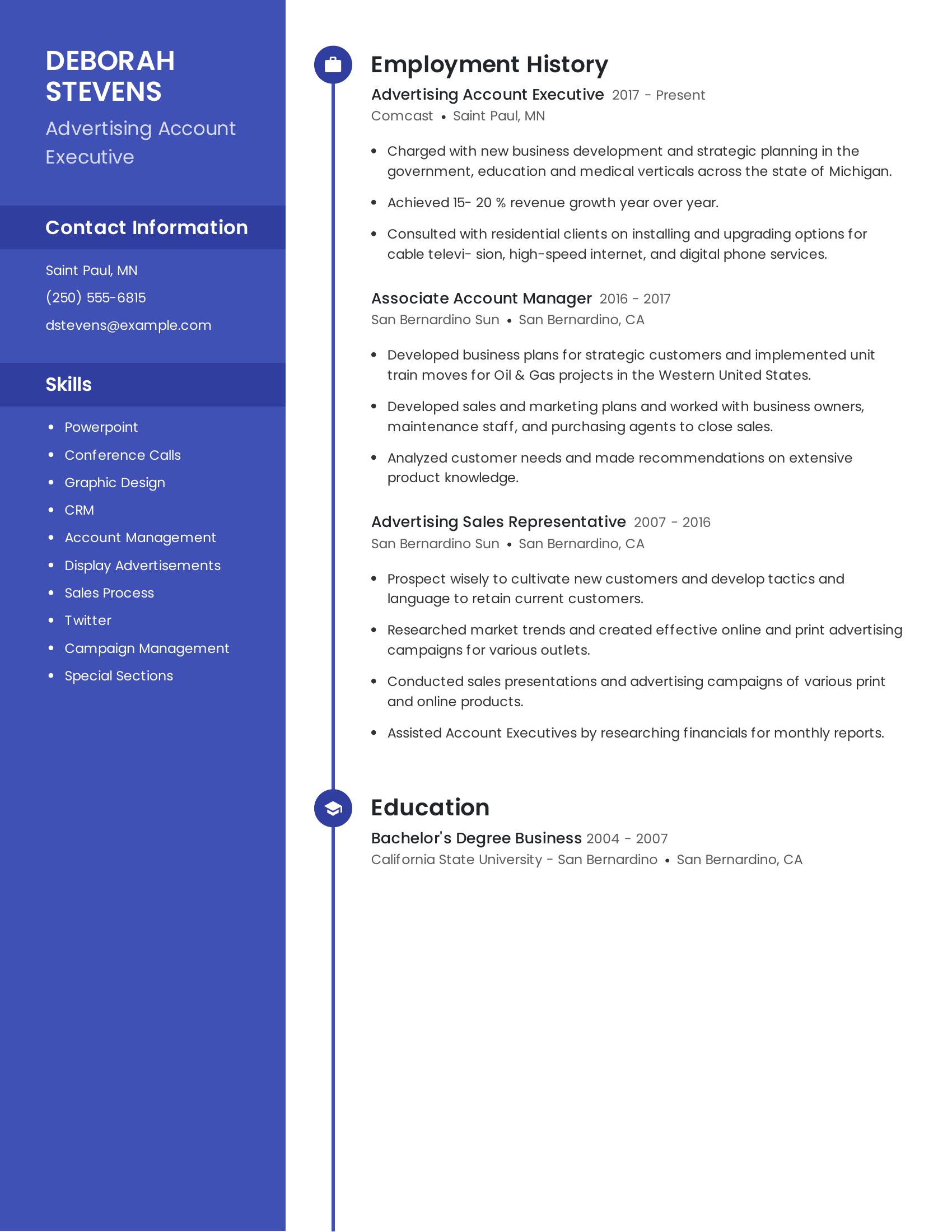 Advertising Account Executive resume example