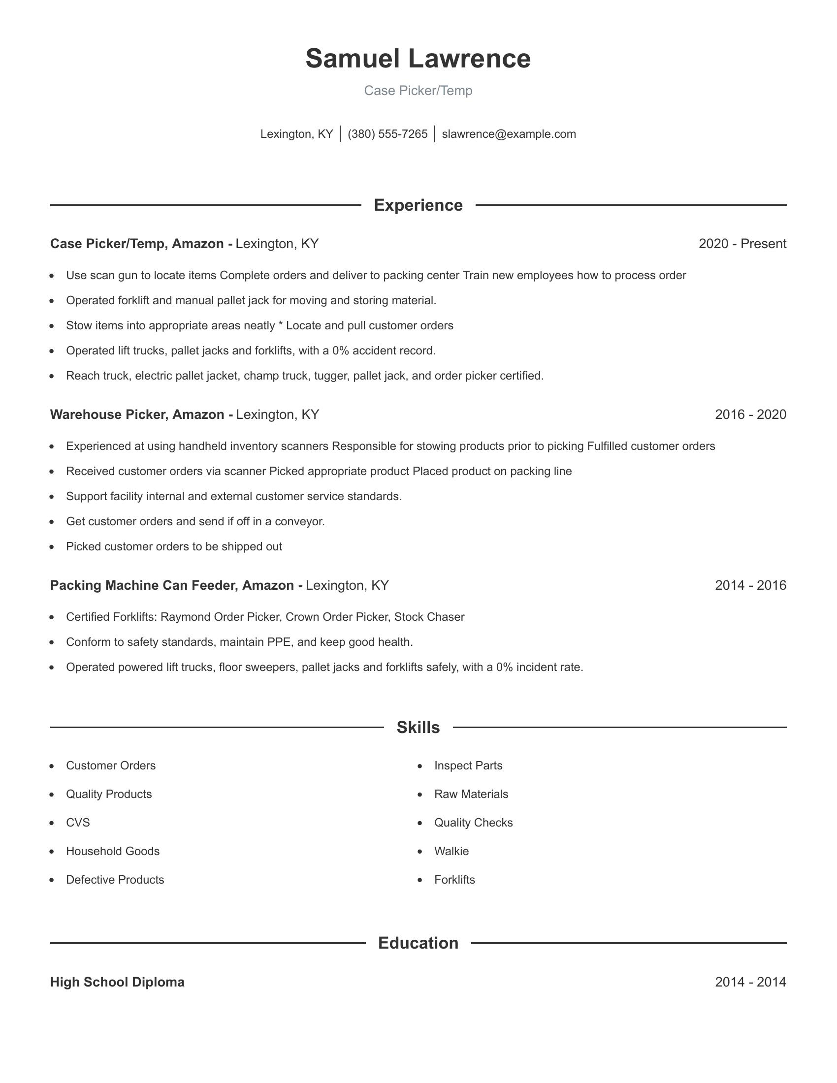 Case Picker/Temp resume example