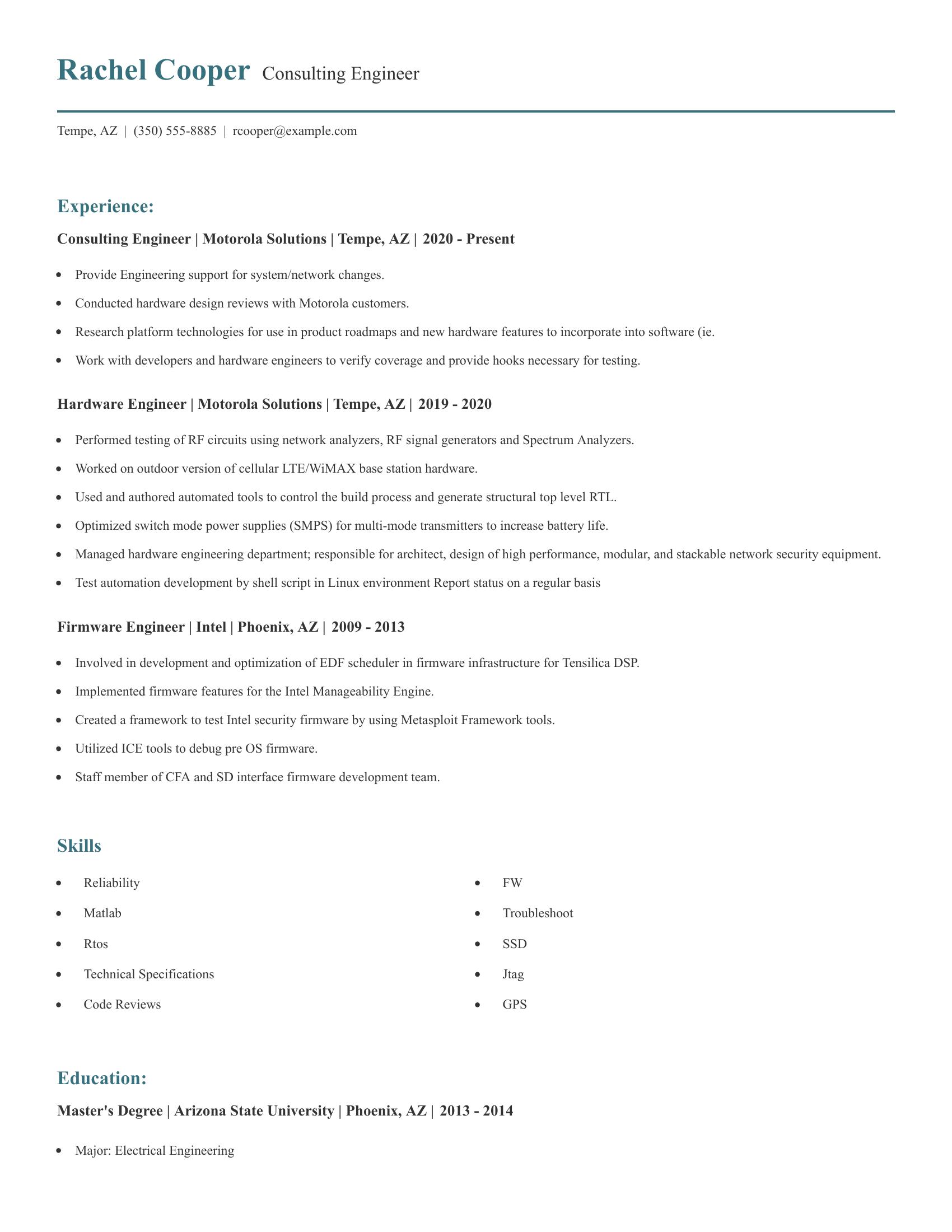 Consulting Engineer resume example