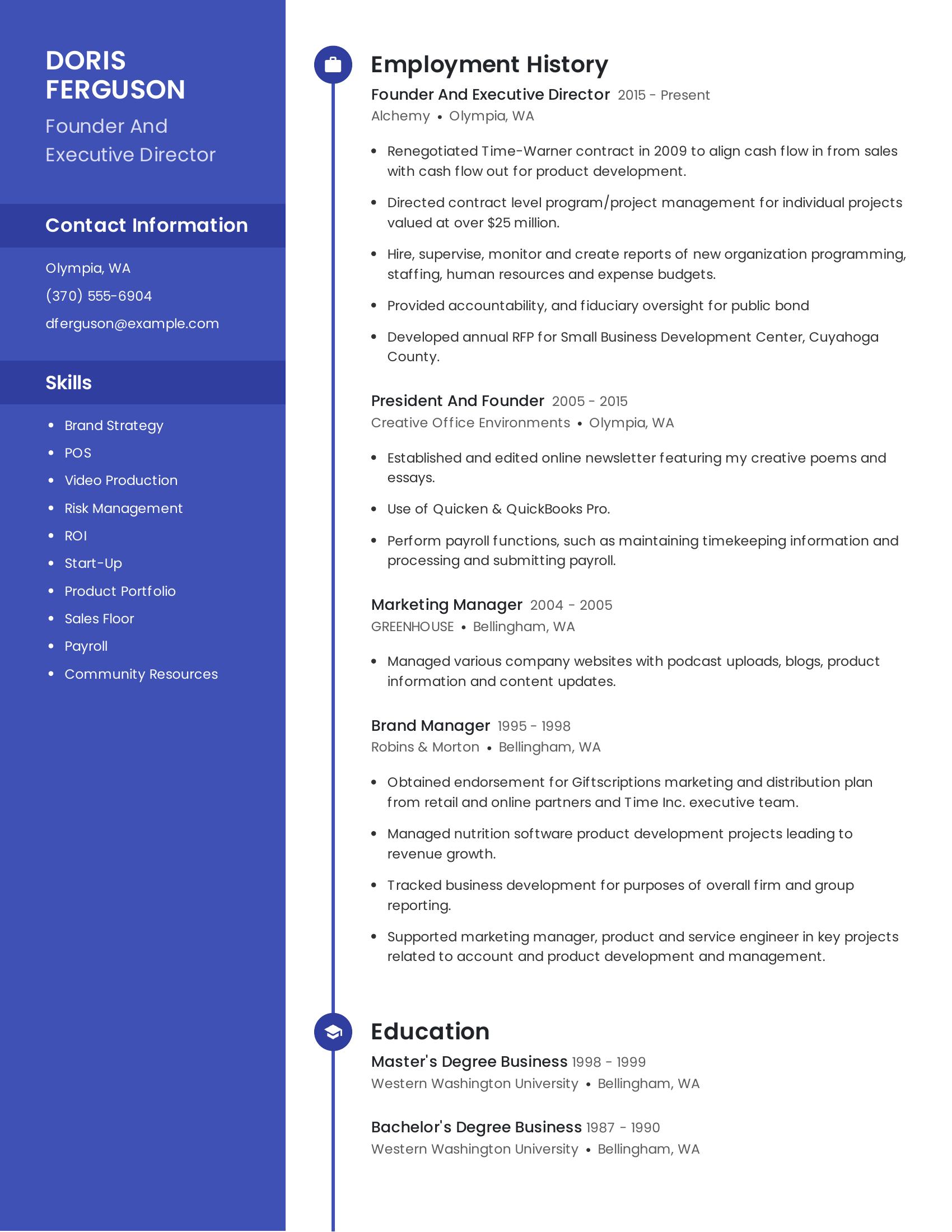 Founder And Executive Director resume example