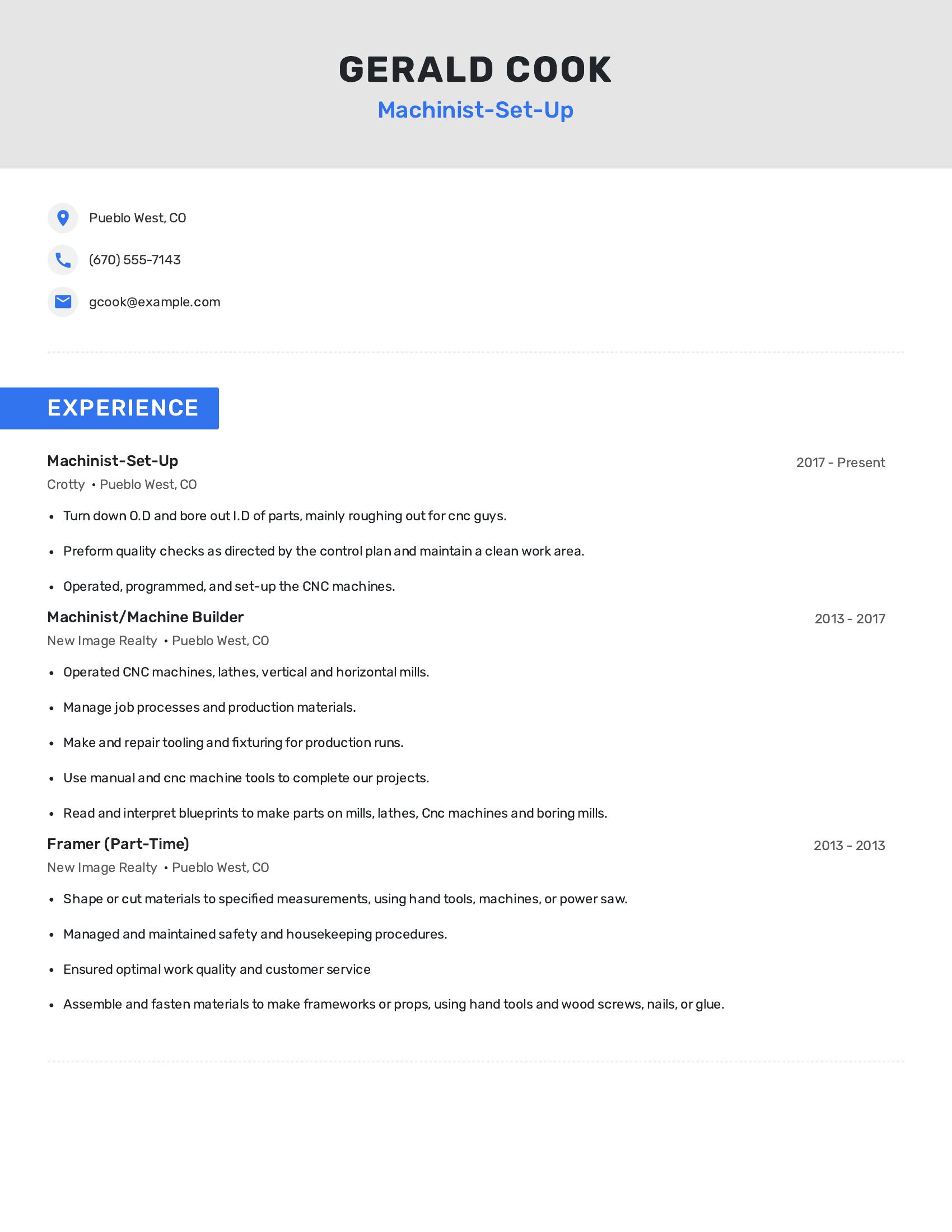 Machinist-Set-Up resume example