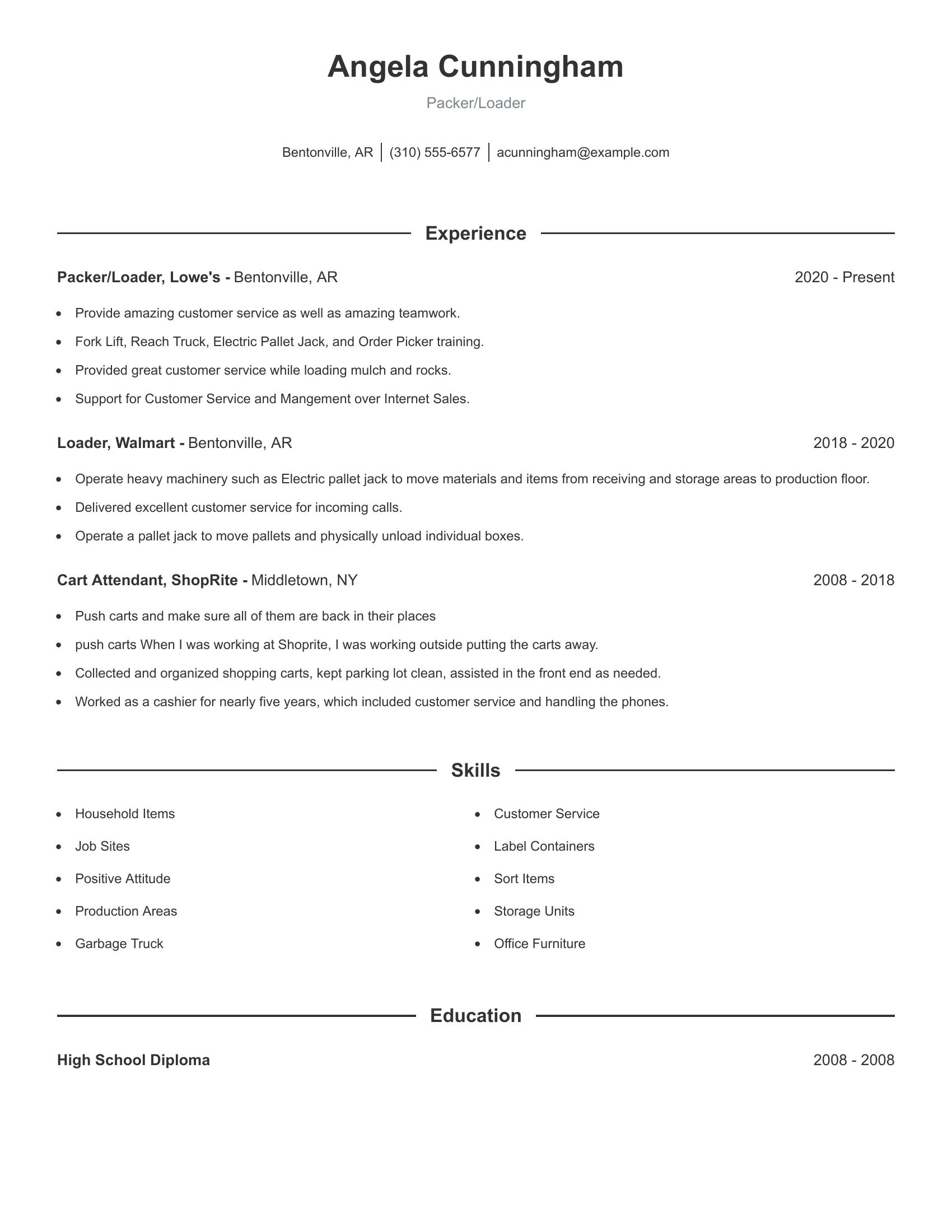 Packer/Loader resume example